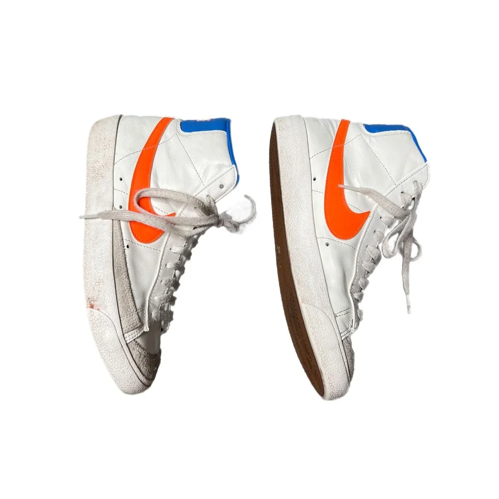 Nike Blazer Mid 77 Vintage Sail White Orange Leather High Top Sneakers Women 8.5